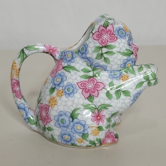 Two's Company Chintz Alexandra 3" Porcelain Floral Kitten Cream Pitcher - Picture 4 of 8